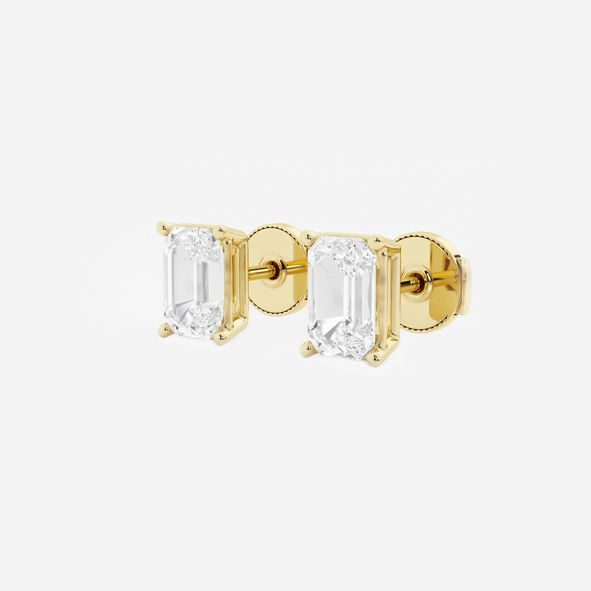 Additional Image 1 for  3 ctw Emerald Lab Grown Diamond Solitaire Certified Stud Earrings