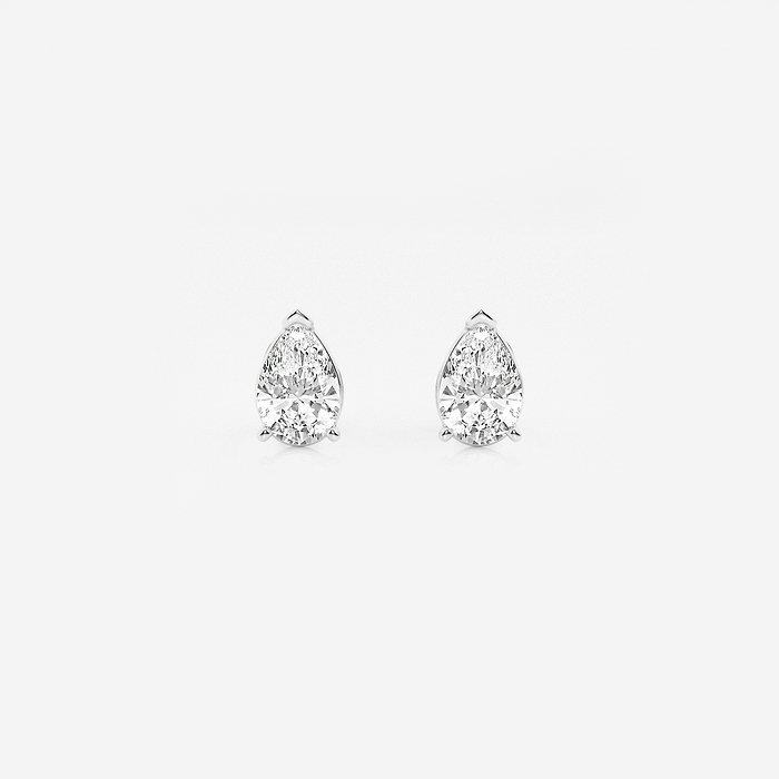 Pear Studs - 1 1/2 ctw Pear Lab Grown Diamond Solitaire Stud Earrings
