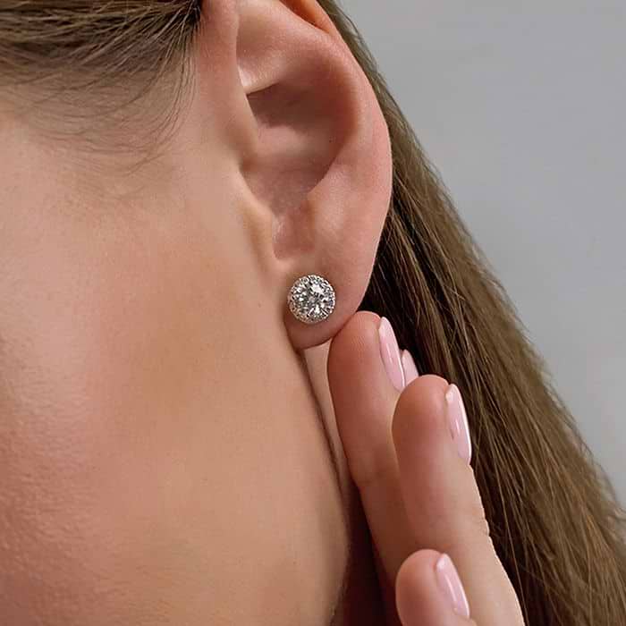 Halo Round Stud Earrings