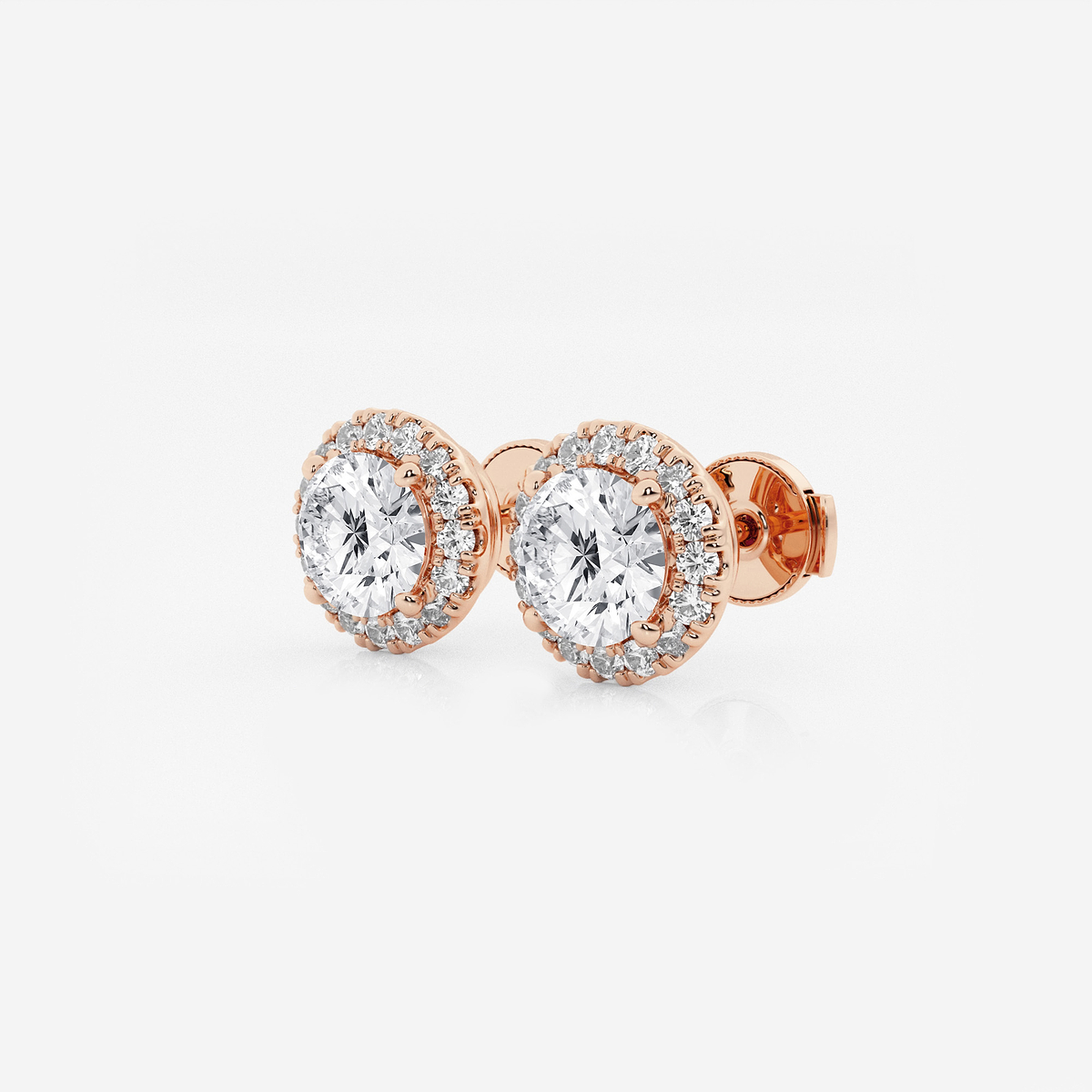 Additional Image 1 for  1 7/8 ctw Round Lab Grown Diamond Halo Stud Earrings