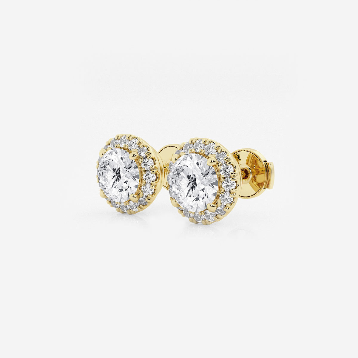 Additional Image 1 for  1 7/8 ctw Round Lab Grown Diamond Halo Stud Earrings