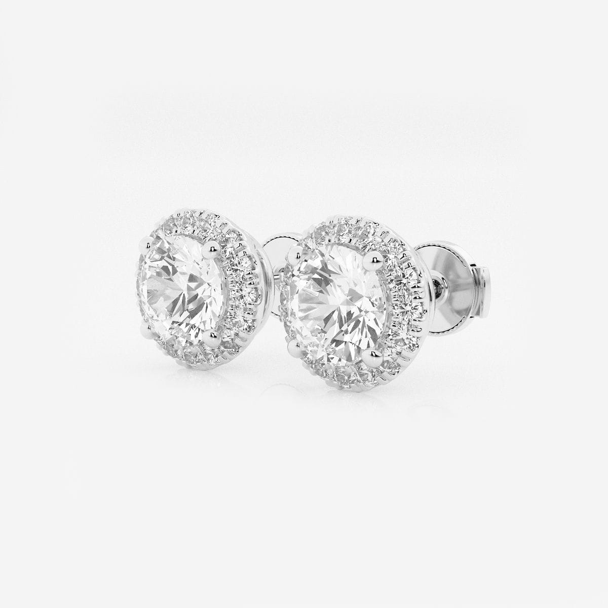 2 2/5 ctw Round Lab Grown Diamond Halo Certified Stud Earrings 14K White Gold, GH, VS2+