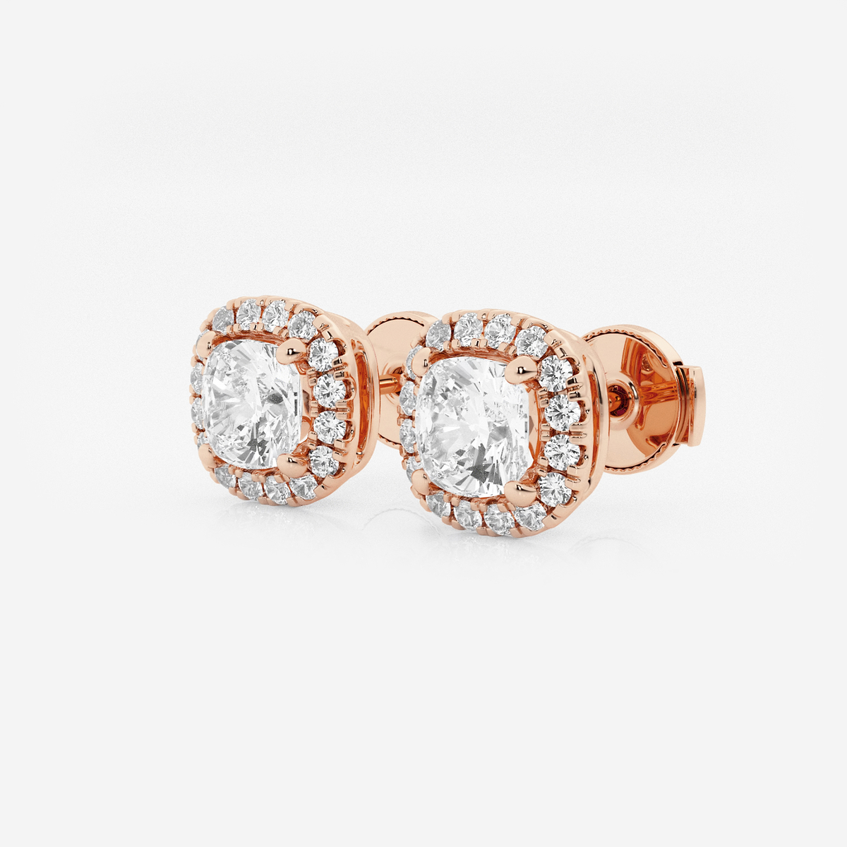 Additional Image 1 for  1 3/4 ctw Cushion Lab Grown Diamond Halo Stud Earrings