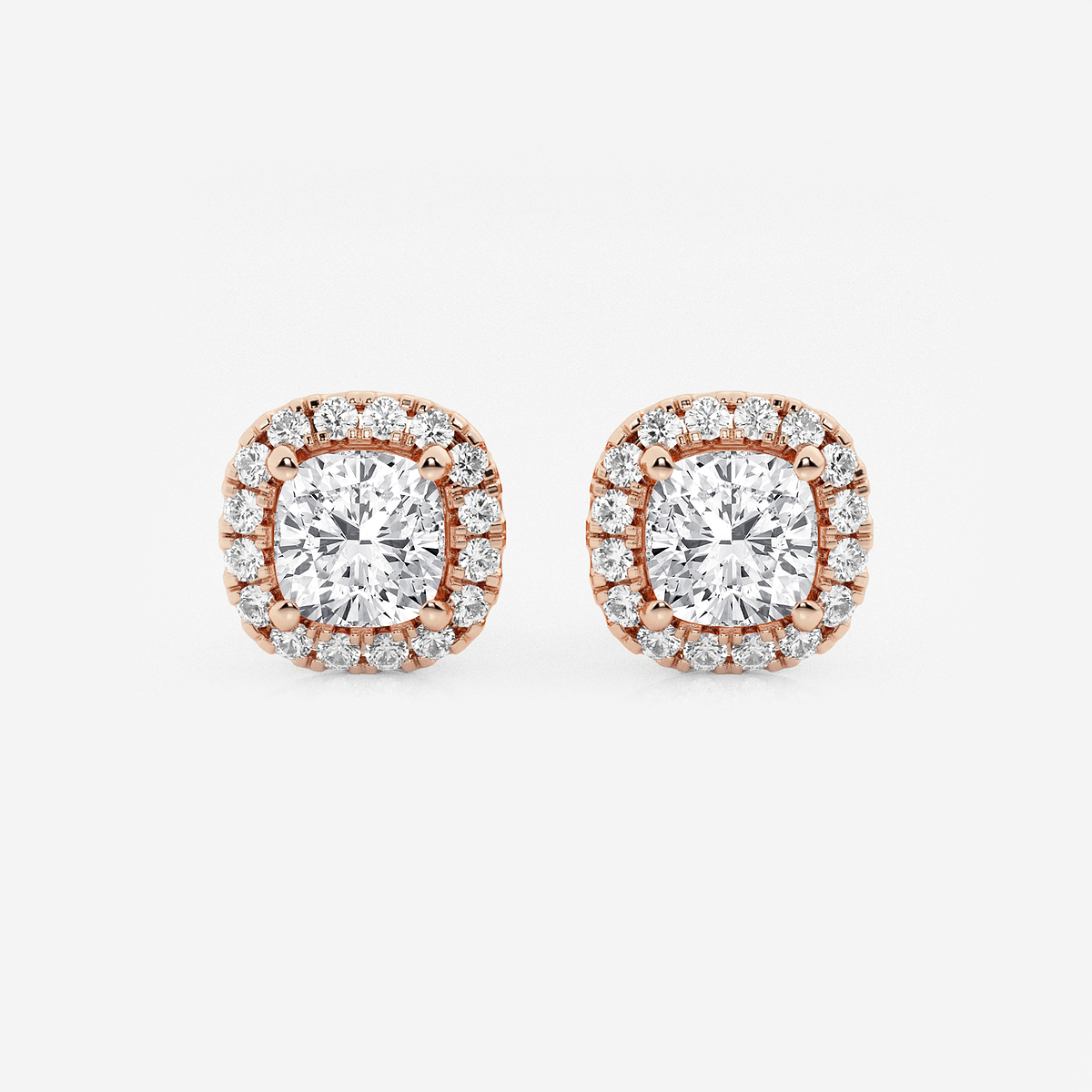 1 3/4 ctw Cushion Lab Grown Diamond Halo Stud Earrings