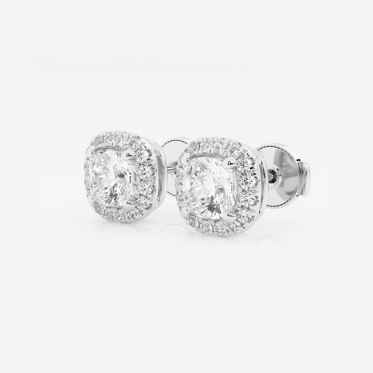 Additional Image 1 for  1 3/4 ctw Cushion Lab Grown Diamond Halo Stud Earrings