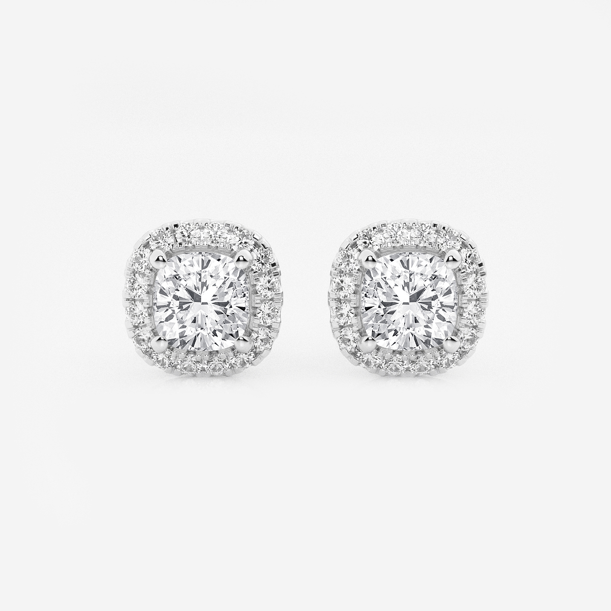 1 3/4 ctw Cushion Lab Grown Diamond Halo Stud Earrings