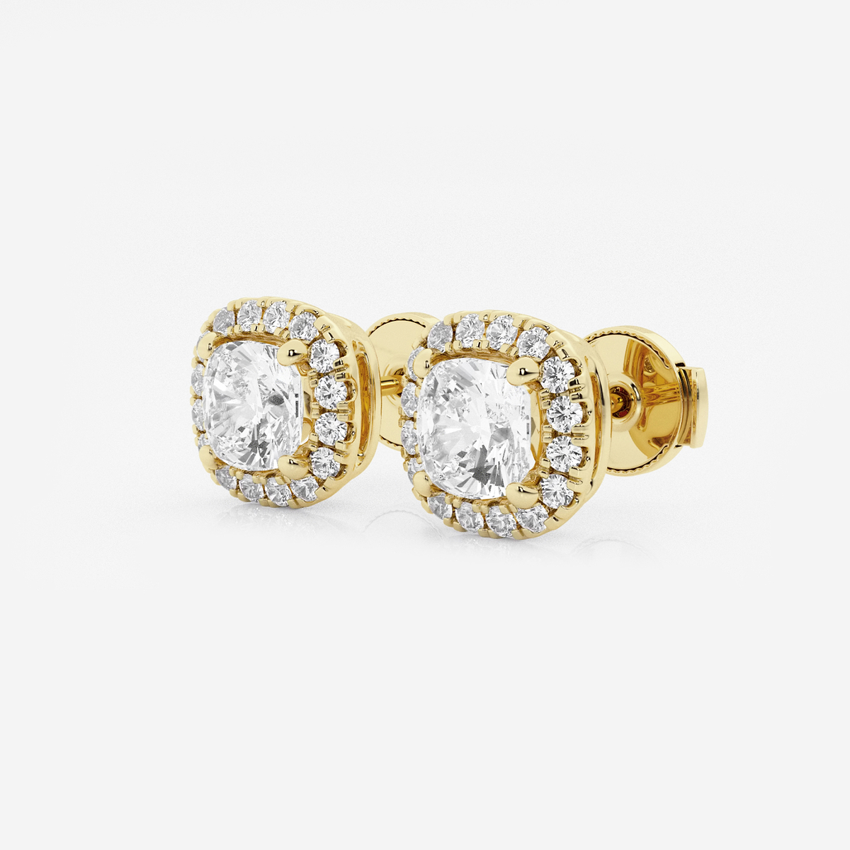 Additional Image 1 for  1 3/4 ctw Cushion Lab Grown Diamond Halo Stud Earrings
