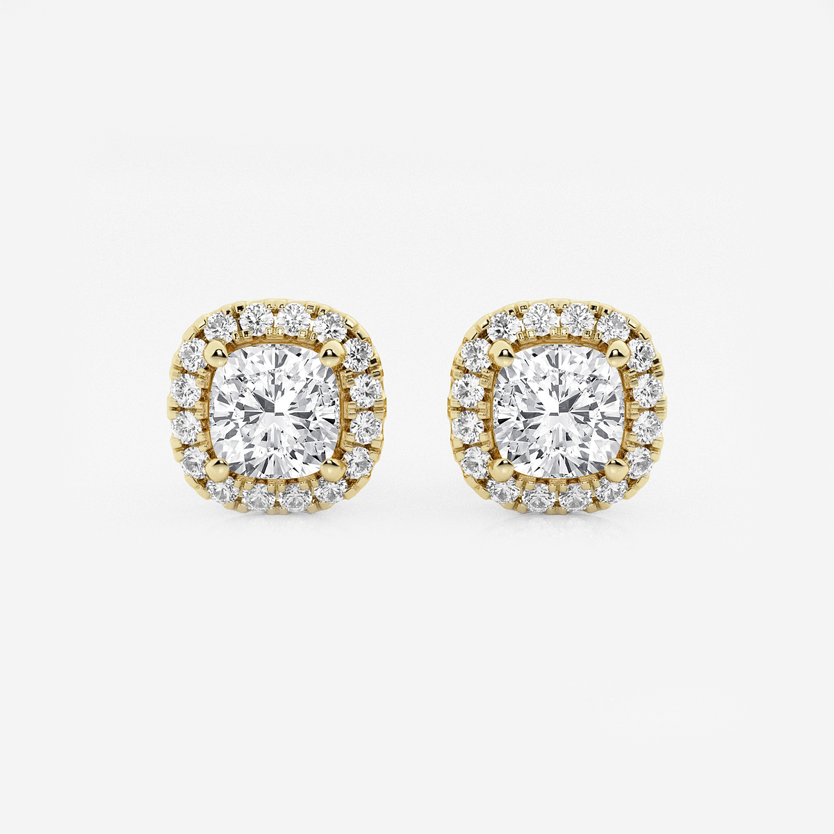 1 3/4 ctw Cushion Lab Grown Diamond Halo Stud Earrings