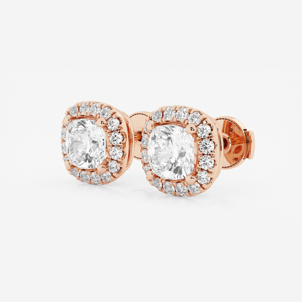 Additional Image 1 for  2 3/8 ctw Cushion Lab Grown Diamond Halo Certified Stud Earrings