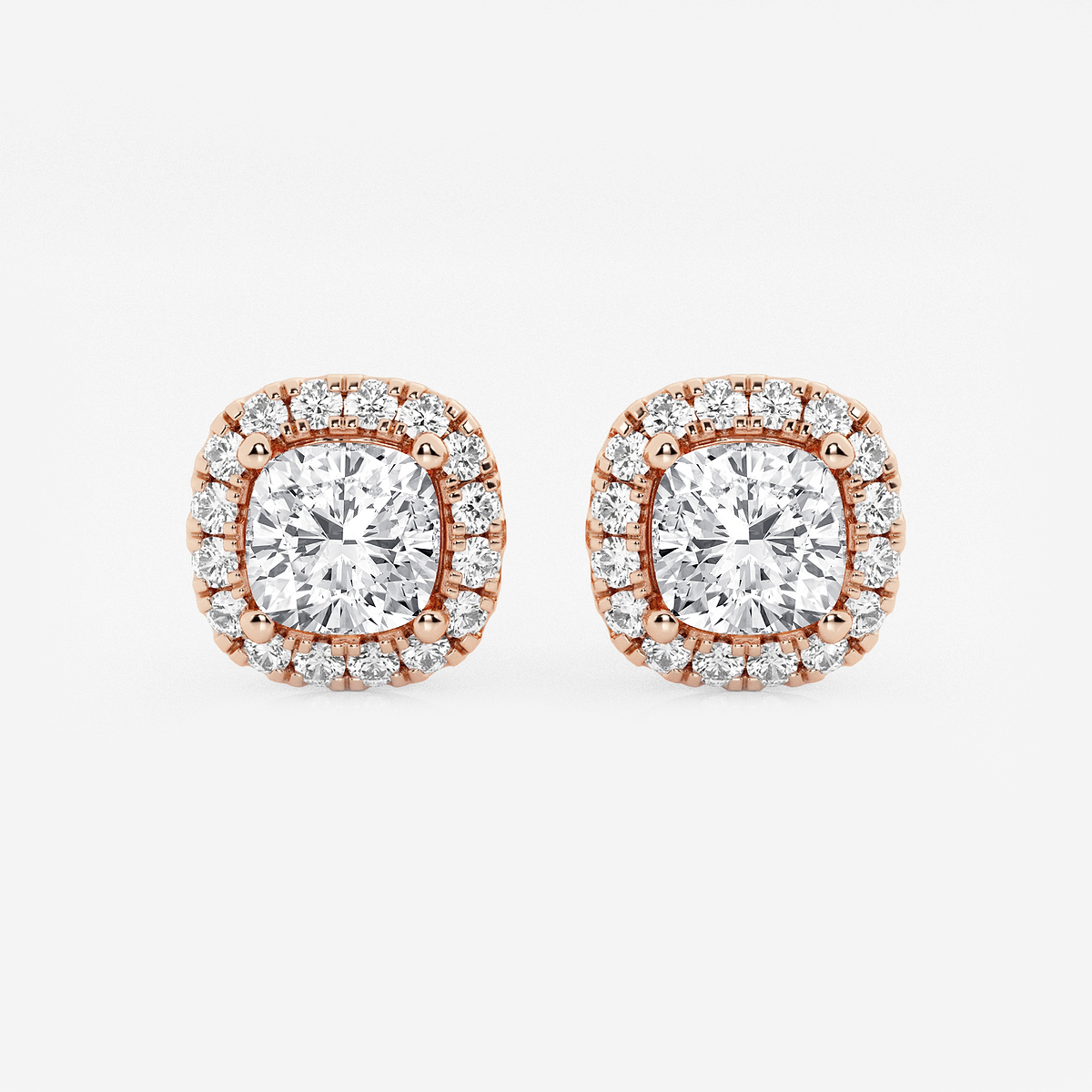 2 3/8 ctw Cushion Lab Grown Diamond Halo Certified Stud Earrings