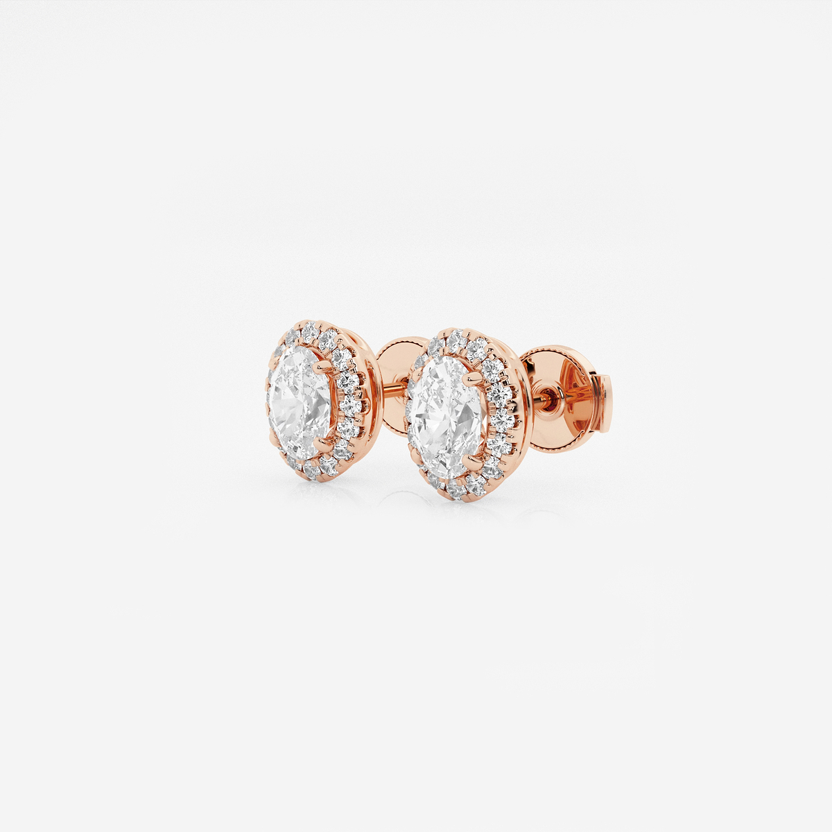 Additional Image 1 for  1 1/5 ctw Oval Lab Grown Diamond Halo Stud Earrings