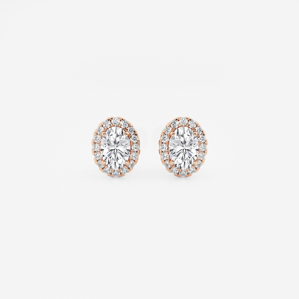 1 1/5 ctw Oval Lab Grown Diamond Halo Stud Earrings