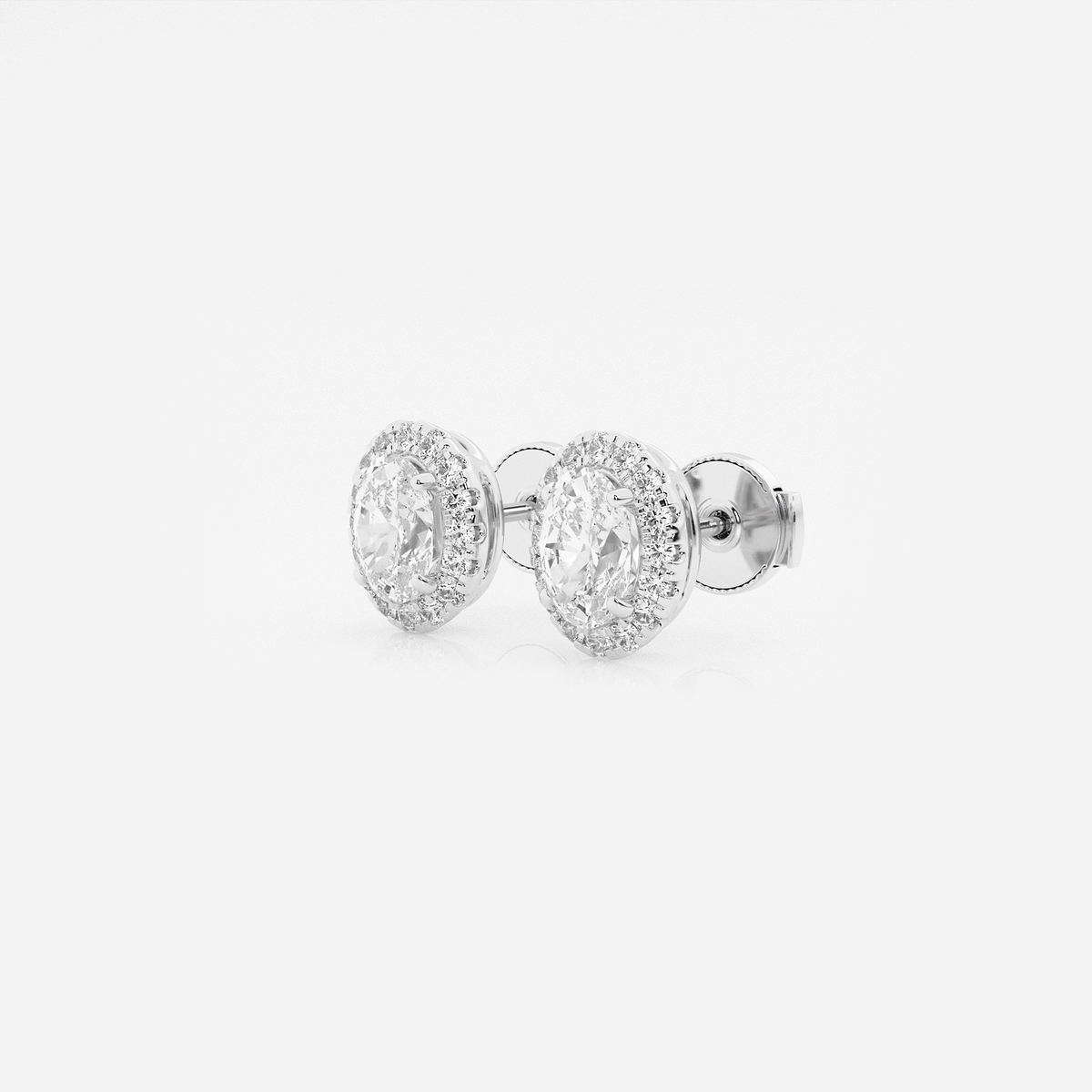 Additional Image 1 for  1 1/5 ctw Oval Lab Grown Diamond Halo Stud Earrings