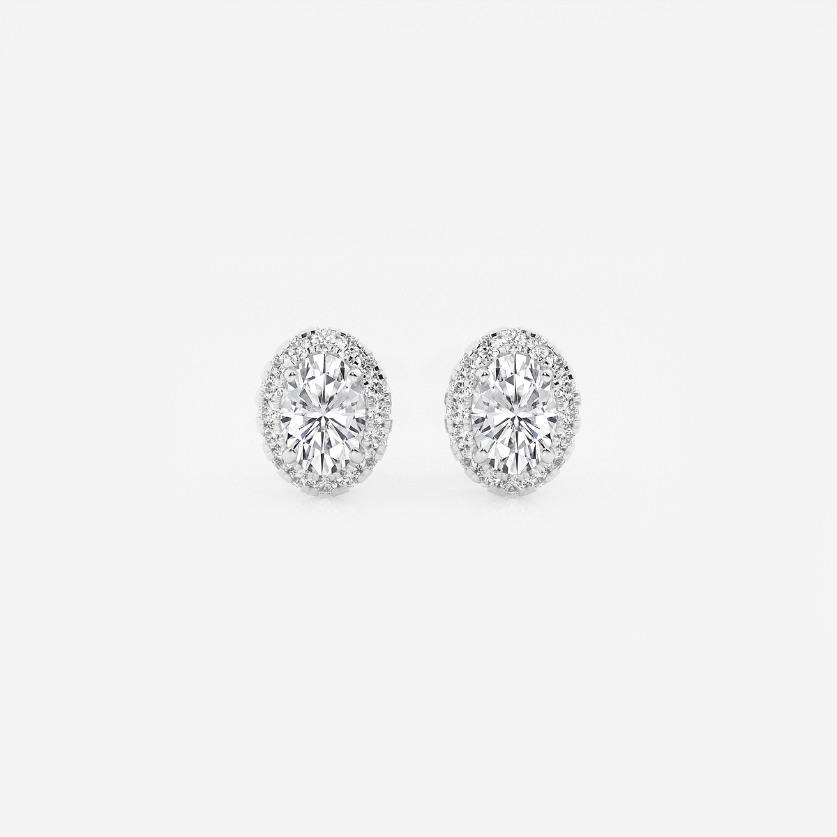 1 1/5 ctw Oval Lab Grown Diamond Halo Stud Earrings