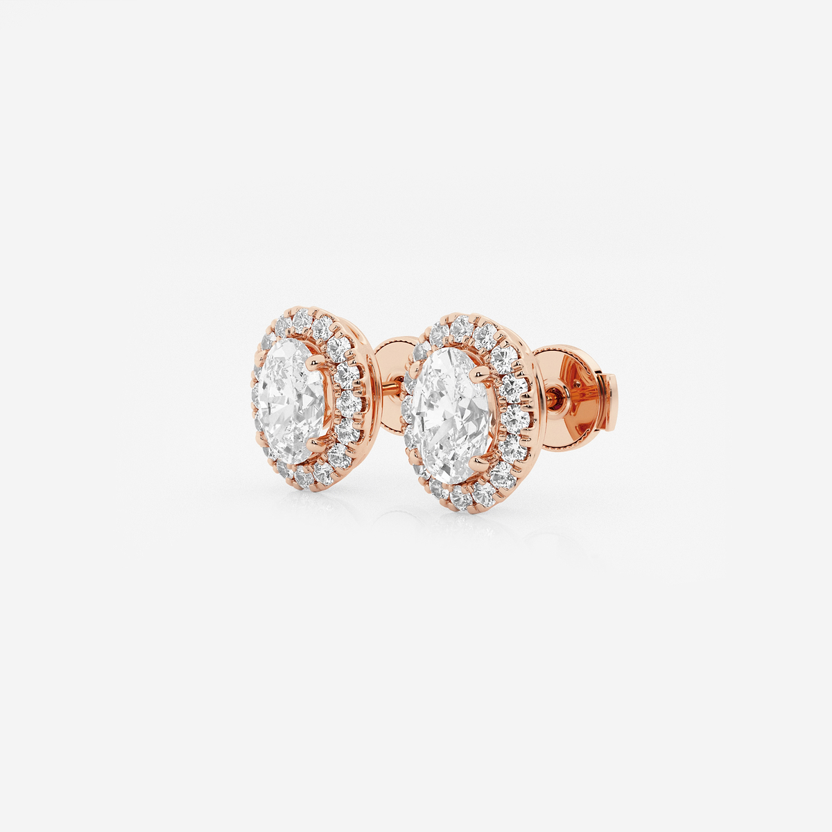 Additional Image 1 for  1 7/8 ctw Oval Lab Grown Diamond Halo Stud Earrings