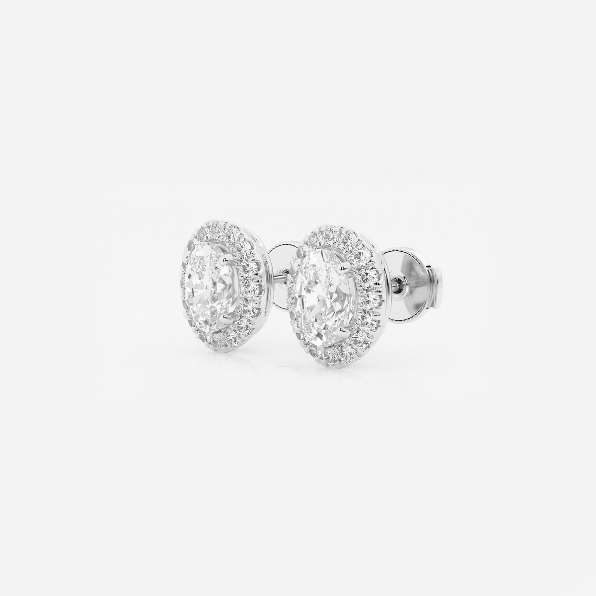 Additional Image 1 for  1 7/8 ctw Oval Lab Grown Diamond Halo Stud Earrings