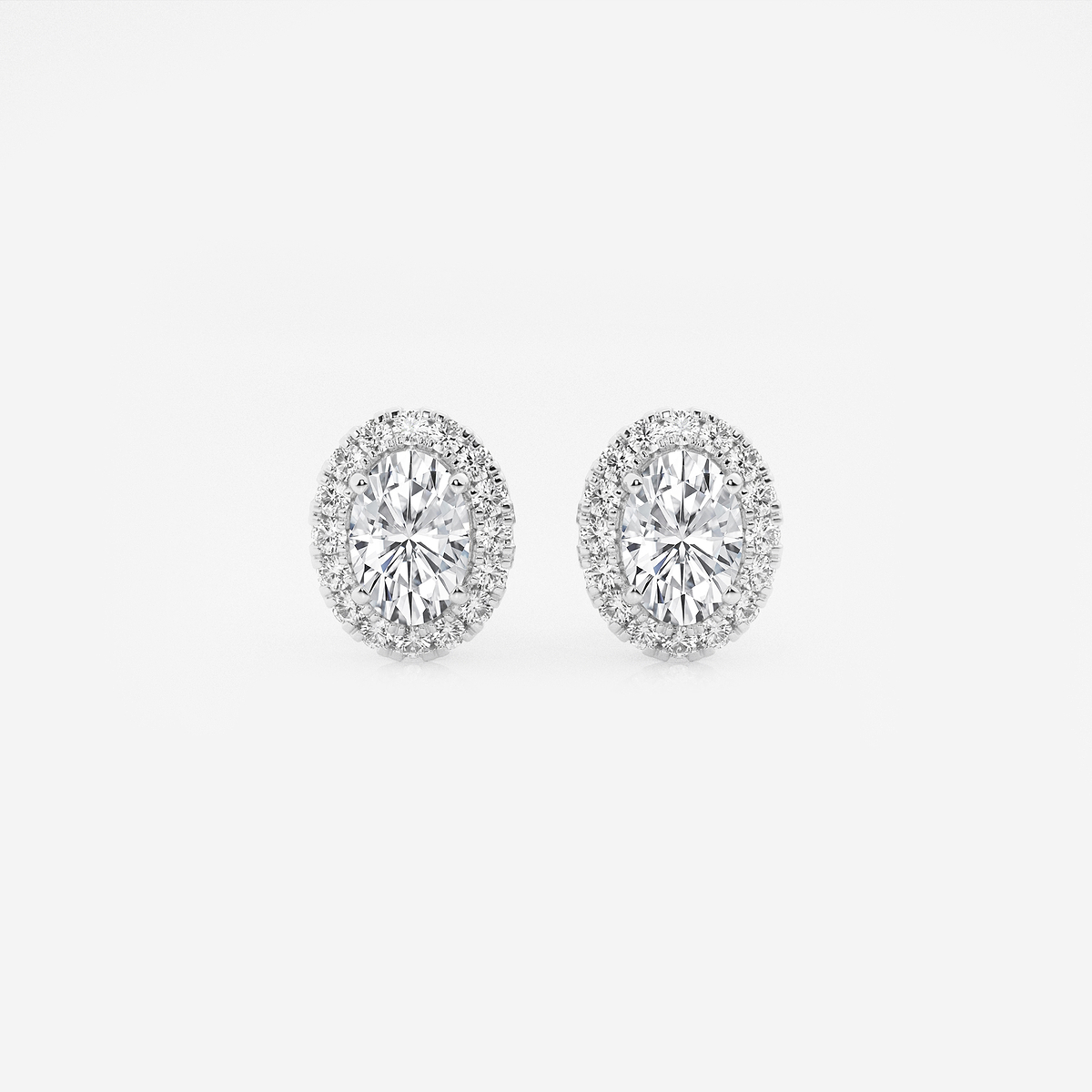 1 7/8 ctw Oval Lab Grown Diamond Halo Stud Earrings