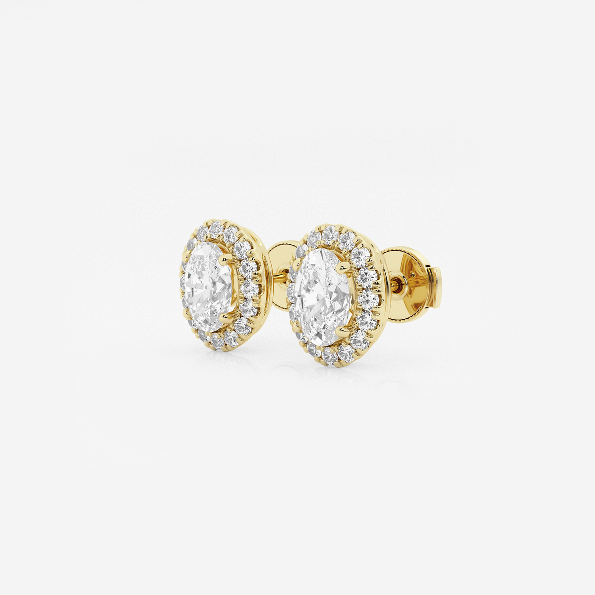 Additional Image 1 for  1 7/8 ctw Oval Lab Grown Diamond Halo Stud Earrings