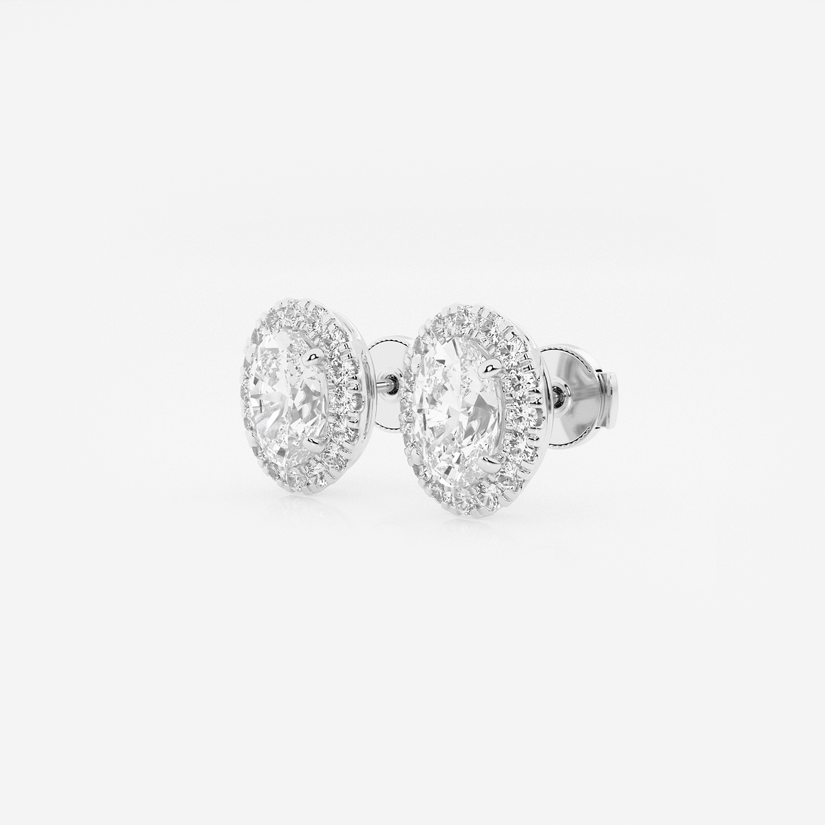 Additional Image 1 for  2 3/8 ctw Oval Lab Grown Diamond Halo Certified Stud Earrings