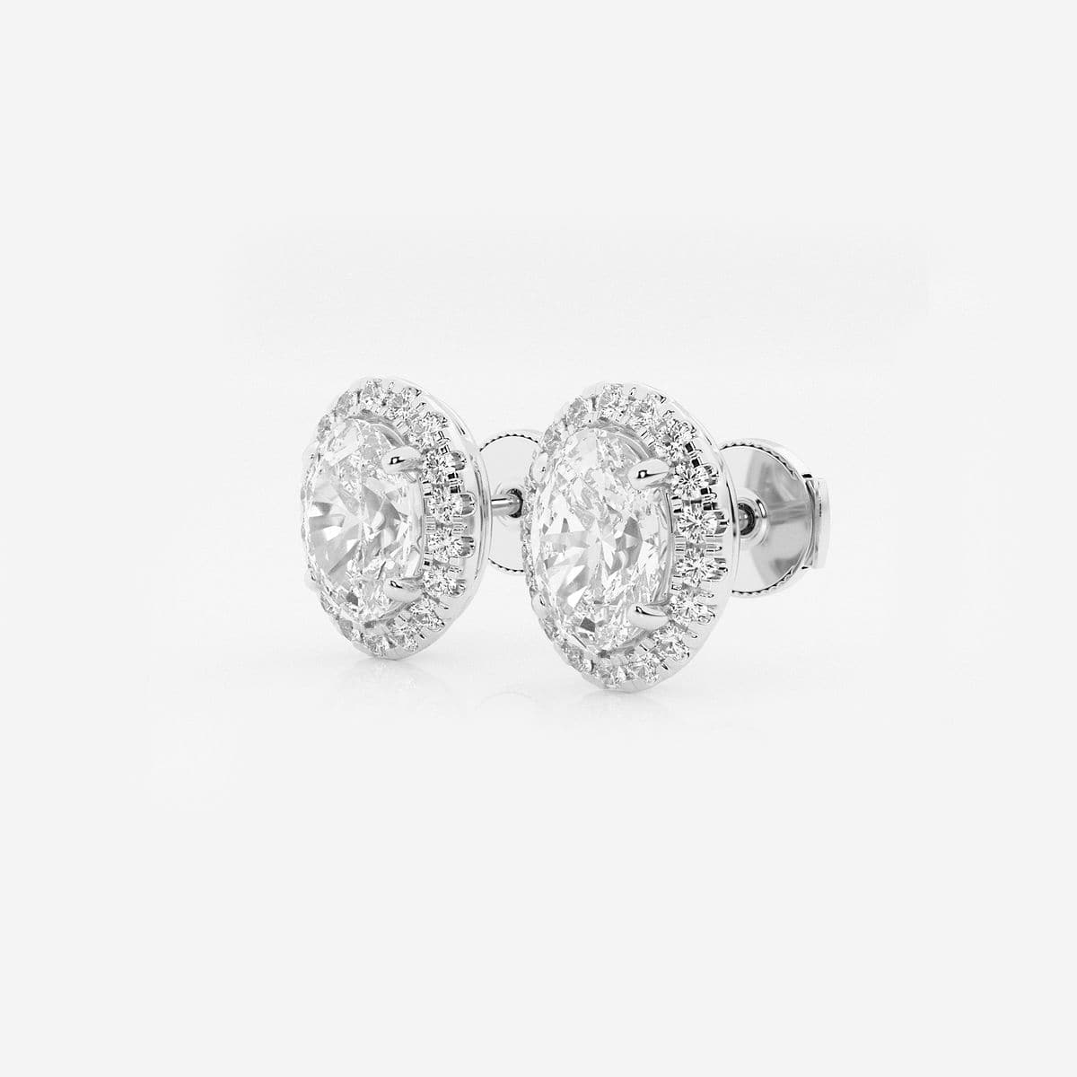 Additional Image 1 for  3 1/2 ctw Oval Lab Grown Diamond Halo Certified Stud Earrings