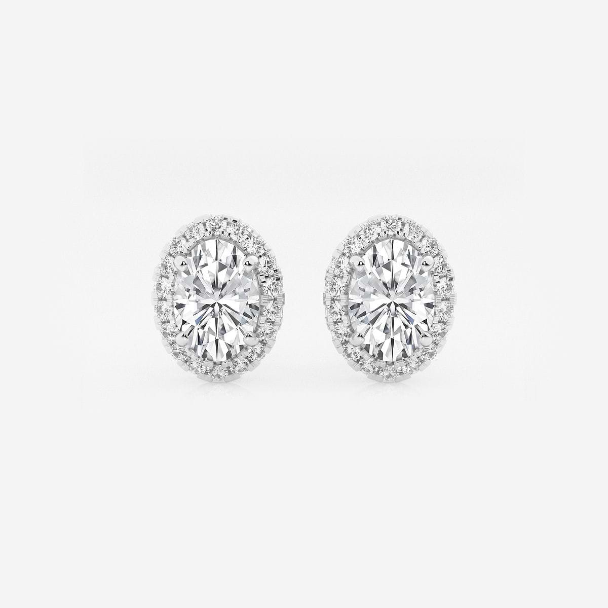 3 1/2 ctw Oval Lab Grown Diamond Halo Certified Stud Earrings