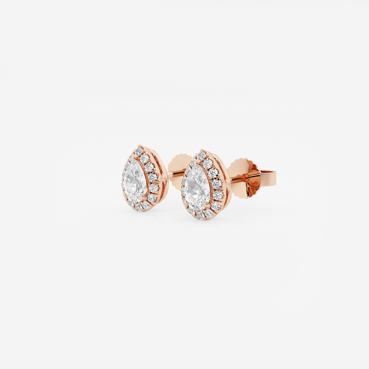 Additional Image 1 for  5/8 ctw Pear Lab Grown Diamond Halo Stud Earrings