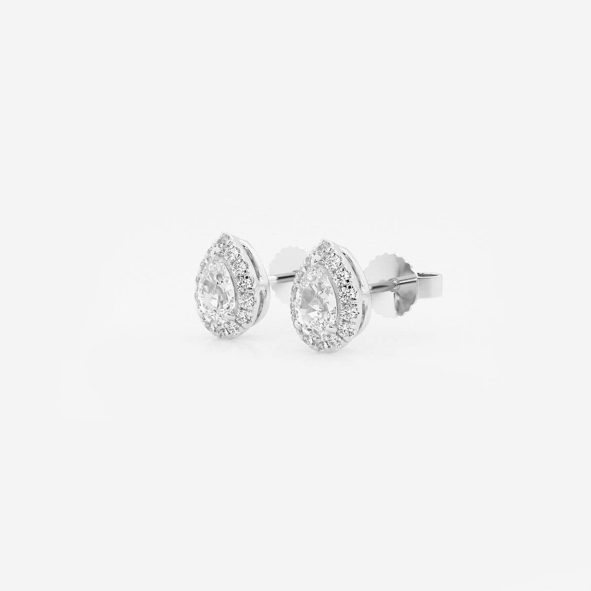 5/8 ctw Pear Lab Grown Diamond Halo Stud Earrings 14K White Gold, GH, VS2+