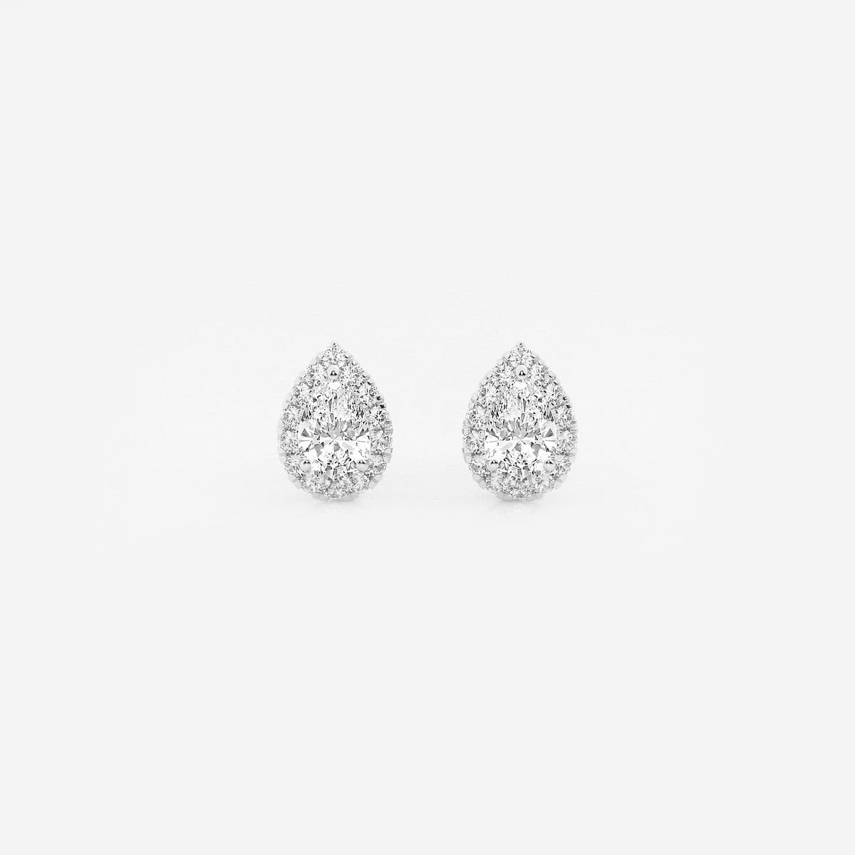 5/8 ctw Pear Lab Grown Diamond Halo Stud Earrings 14K White Gold, GH, VS2+