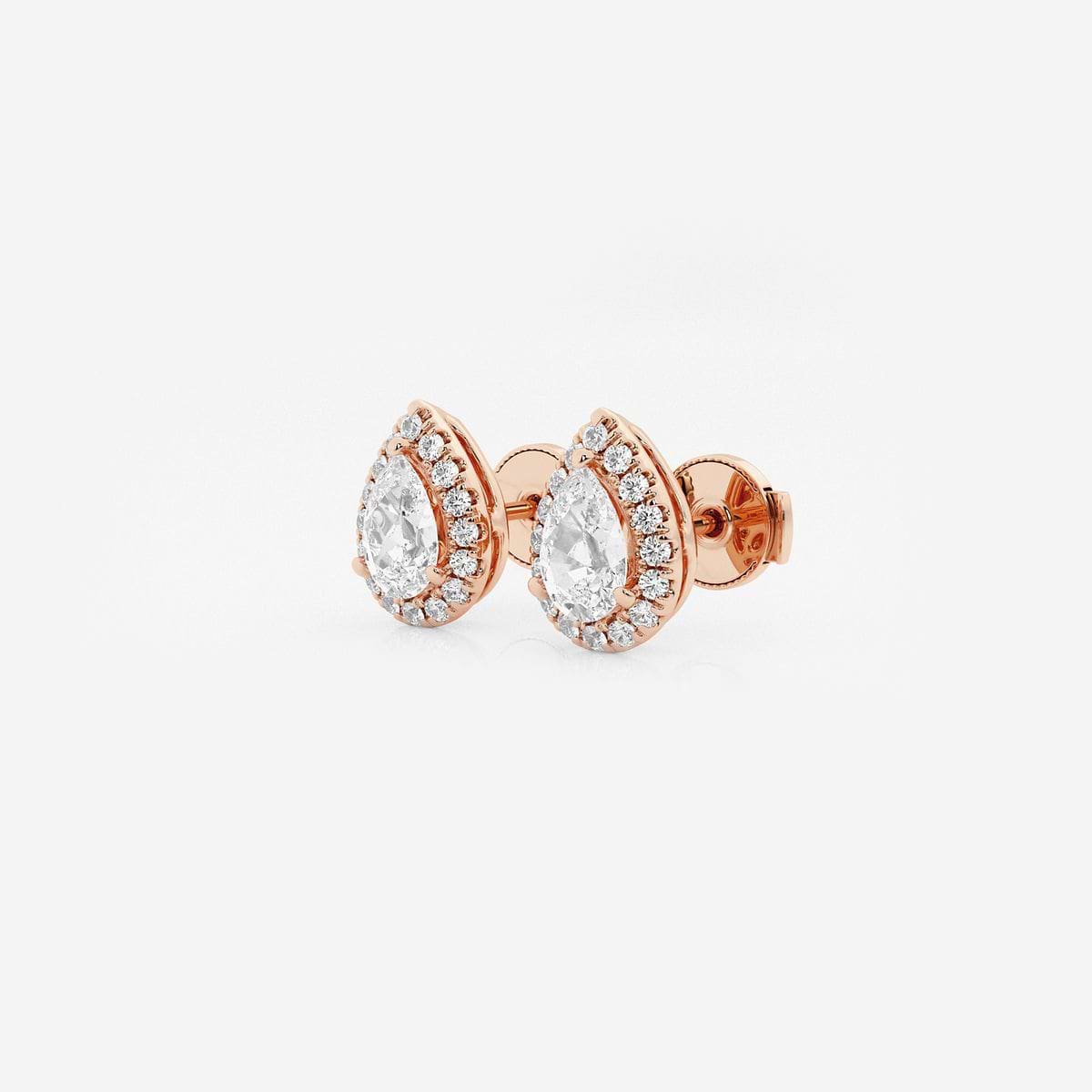 Additional Image 1 for  1 1/5 ctw Pear Lab Grown Diamond Halo Stud Earrings
