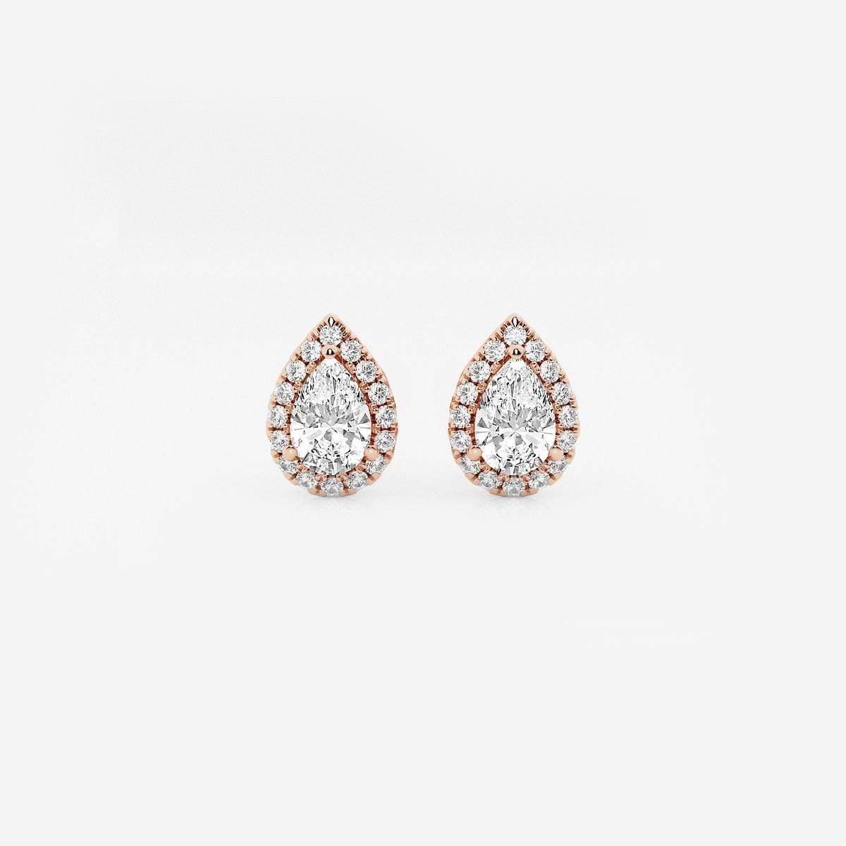 1 1/5 ctw Pear Lab Grown Diamond Halo Stud Earrings