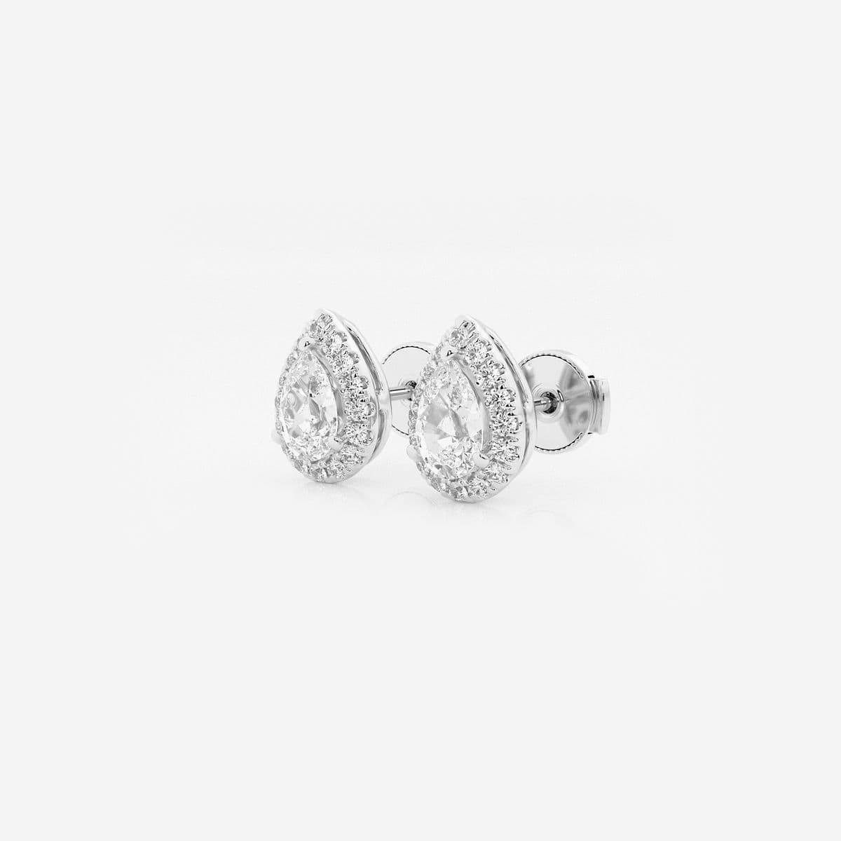 Additional Image 1 for  1 1/5 ctw Pear Lab Grown Diamond Halo Stud Earrings