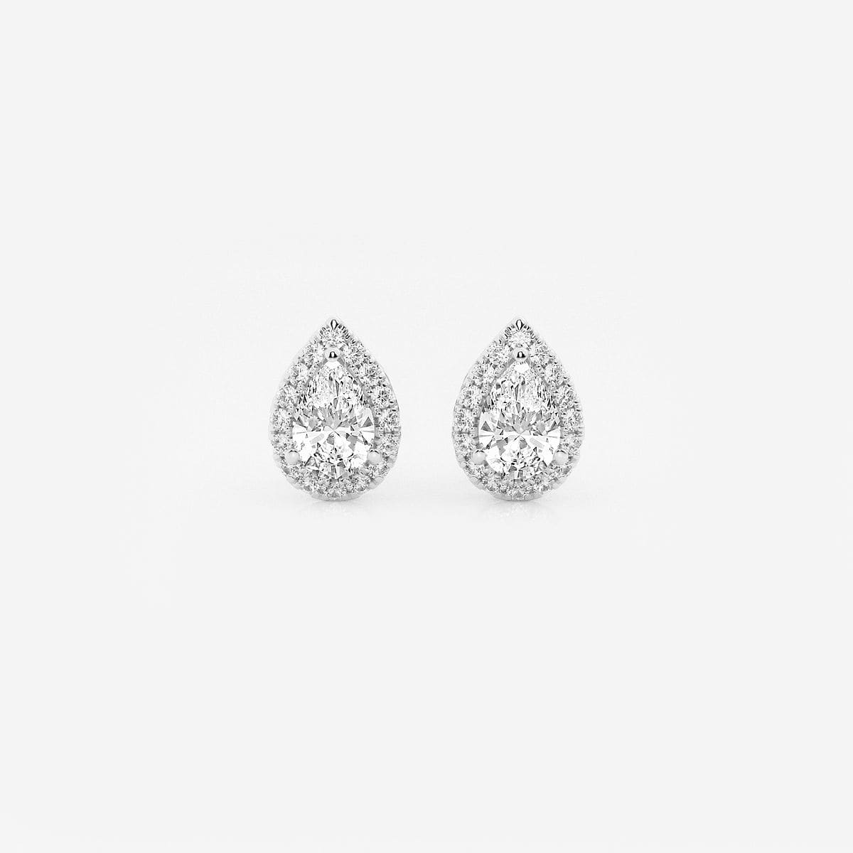 1 1/5 ctw Pear Lab Grown Diamond Halo Stud Earrings