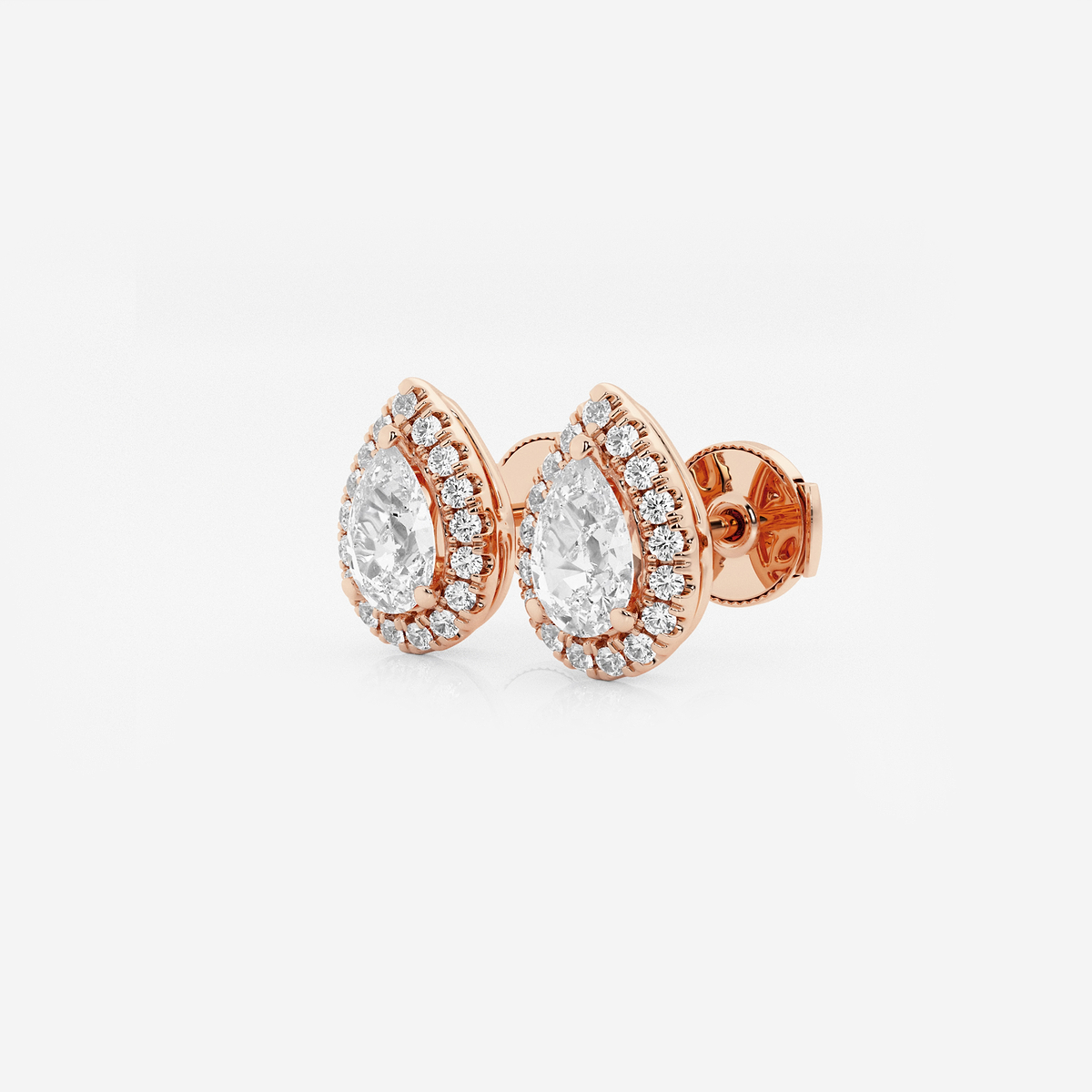 Additional Image 1 for  1 7/8 ctw Pear Lab Grown Diamond Halo Stud Earrings