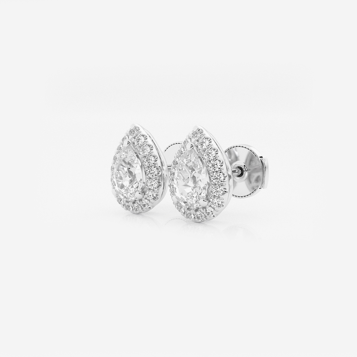 Additional Image 1 for  1 7/8 ctw Pear Lab Grown Diamond Halo Stud Earrings