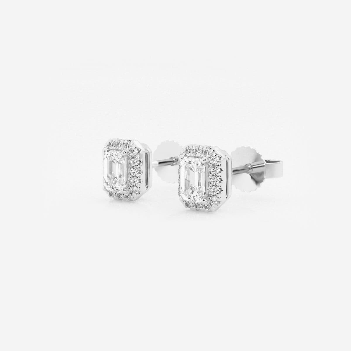 Additional Image 1 for  5/8 ctw Emerald Lab Grown Diamond Halo Stud Earrings