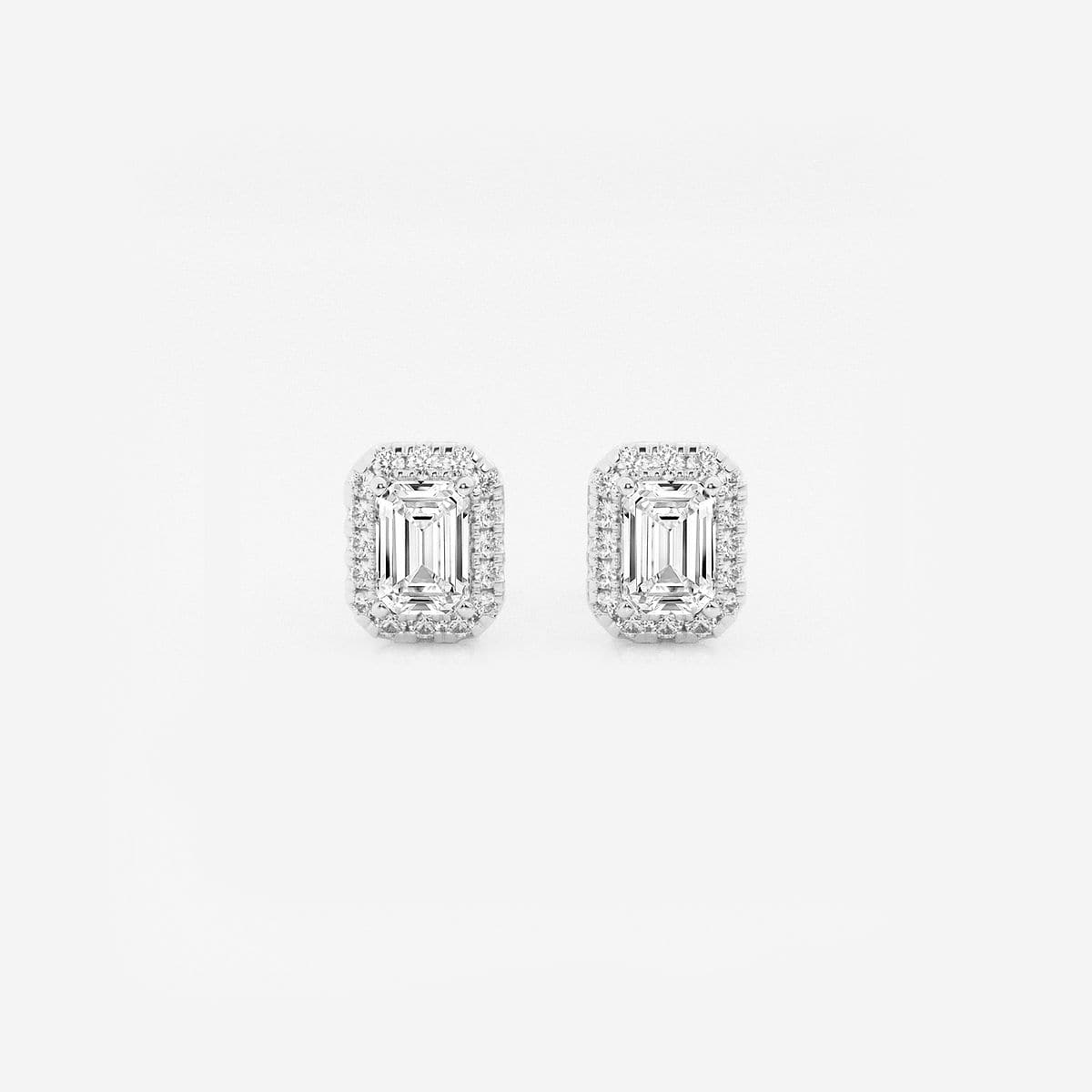5/8 ctw Emerald Lab Grown Diamond Halo Stud Earrings