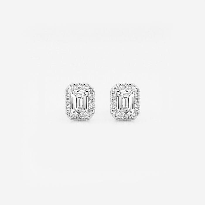 5/8 ctw Princess Lab Grown Diamond Halo Stud Earrings 14K Yellow Gold, F, VS2