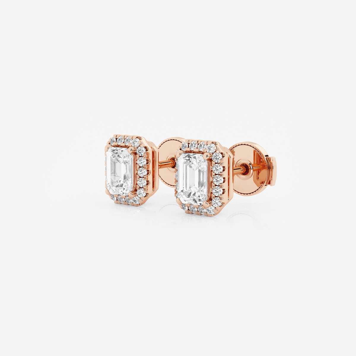 Additional Image 1 for  1 1/5 ctw Emerald Lab Grown Diamond Halo Stud Earrings