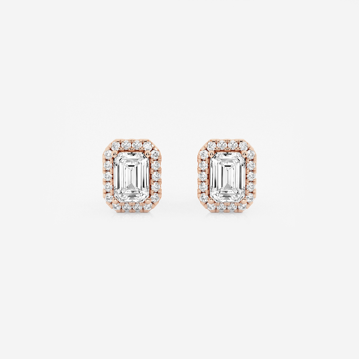 1 1/5 ctw Emerald Lab Grown Diamond Halo Stud Earrings