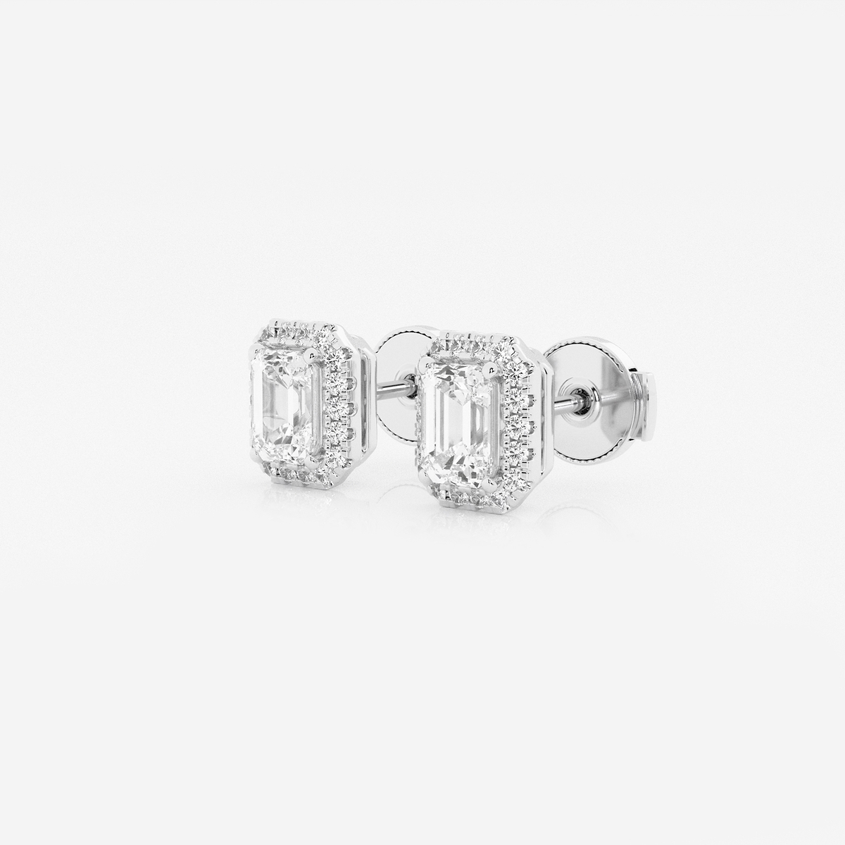 Additional Image 1 for  1 1/5 ctw Emerald Lab Grown Diamond Halo Stud Earrings