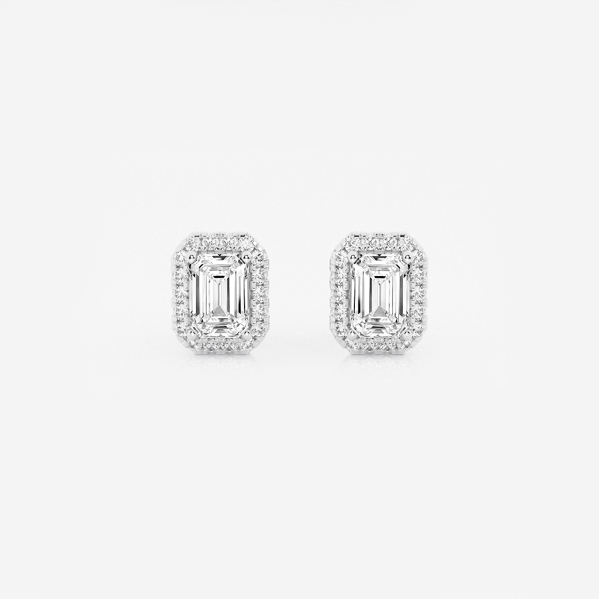 1 1/5 ctw Emerald Lab Grown Diamond Halo Stud Earrings