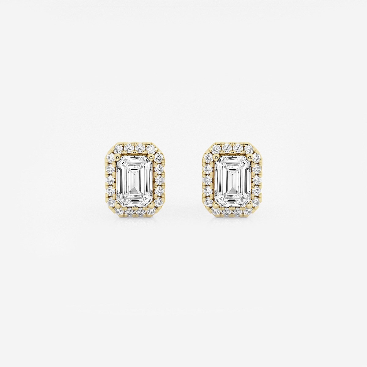 1 1/5 ctw Emerald Lab Grown Diamond Halo Stud Earrings