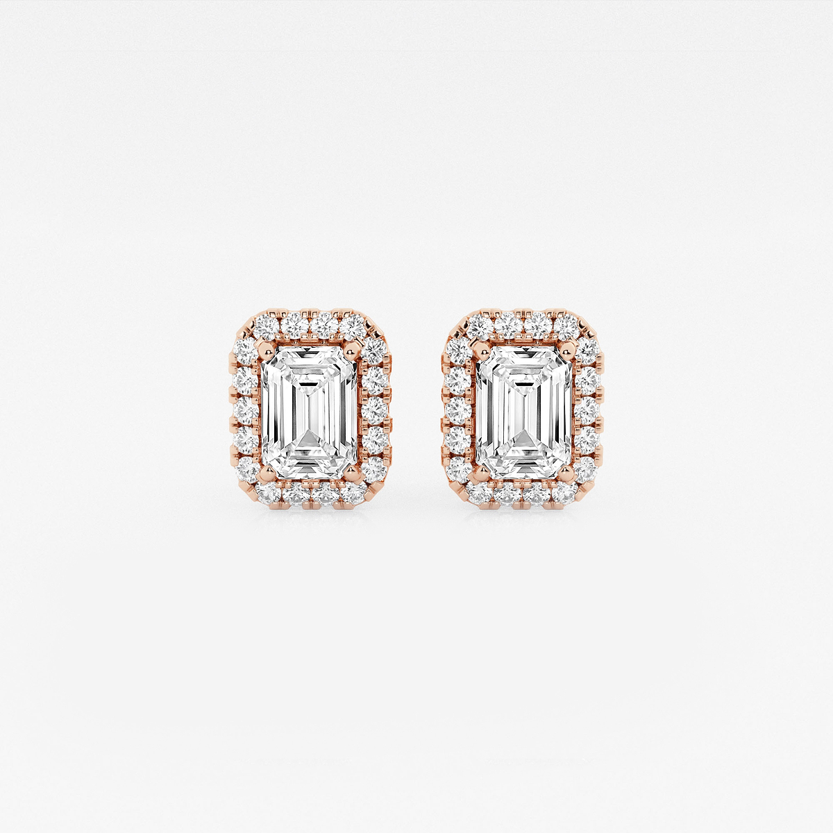 1 7/8 ctw Emerald Lab Grown Diamond Halo Stud Earrings