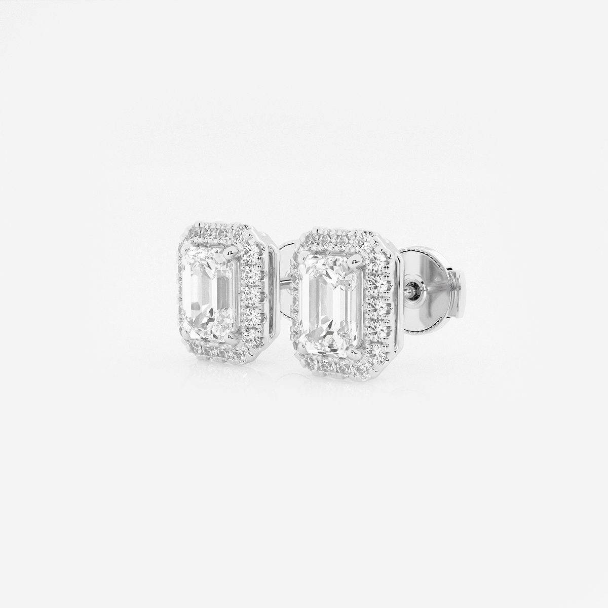 Additional Image 1 for  1 7/8 ctw Emerald Lab Grown Diamond Halo Stud Earrings