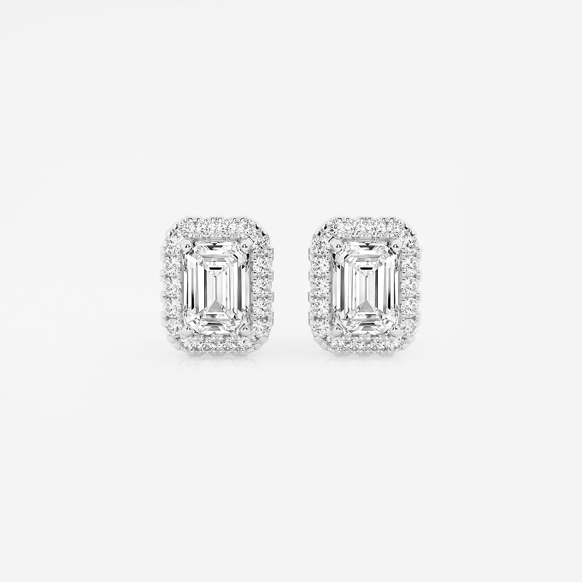 1 7/8 ctw Emerald Lab Grown Diamond Halo Stud Earrings