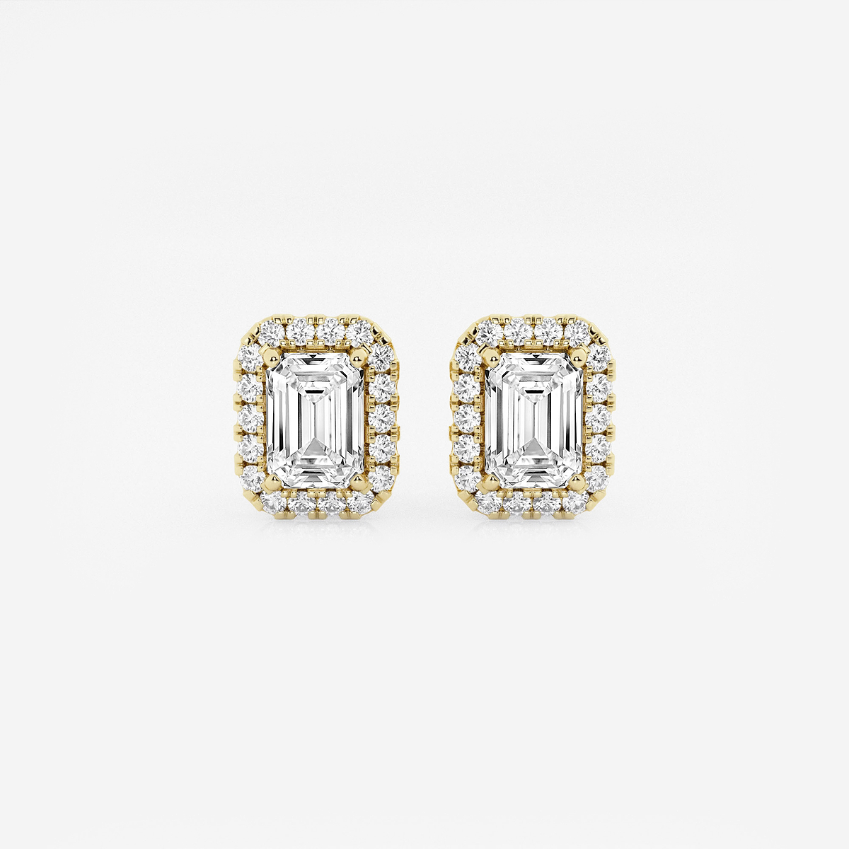 1 7/8 ctw Emerald Lab Grown Diamond Halo Stud Earrings