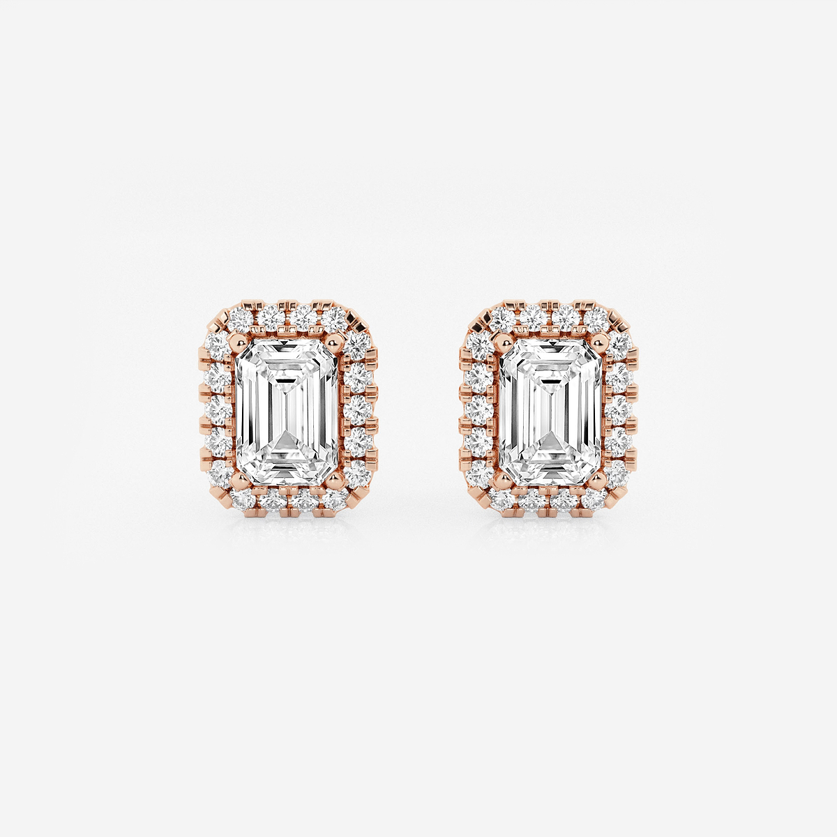 2 1/3 ctw Emerald Lab Grown Diamond Halo Certified Stud Earrings