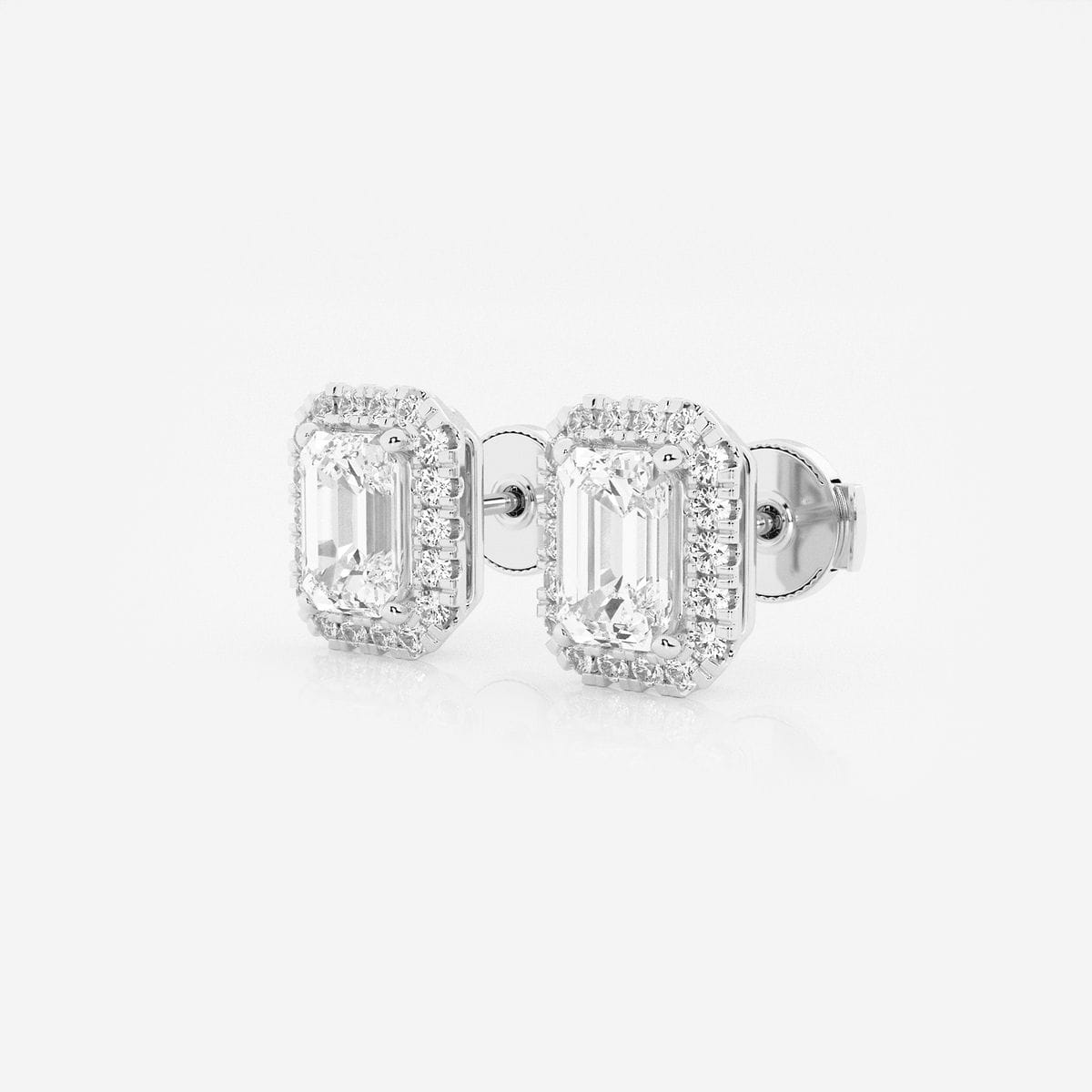 Additional Image 1 for  2 1/3 ctw Emerald Lab Grown Diamond Halo Certified Stud Earrings