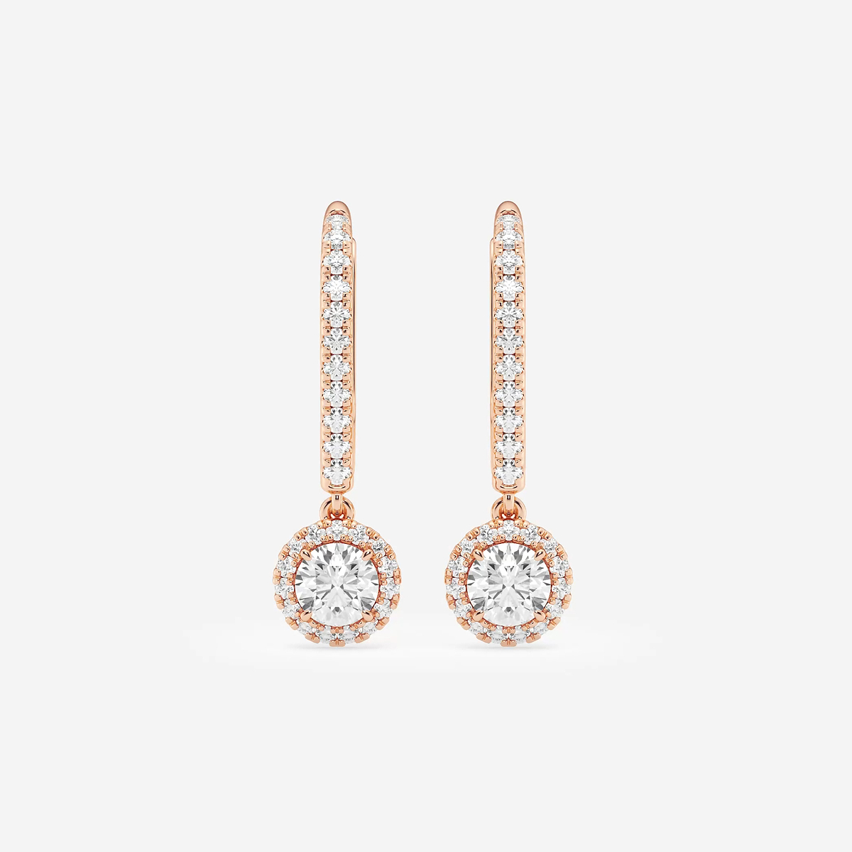 3/4 ctw Round Lab Grown Diamond Halo Drop Earrings
