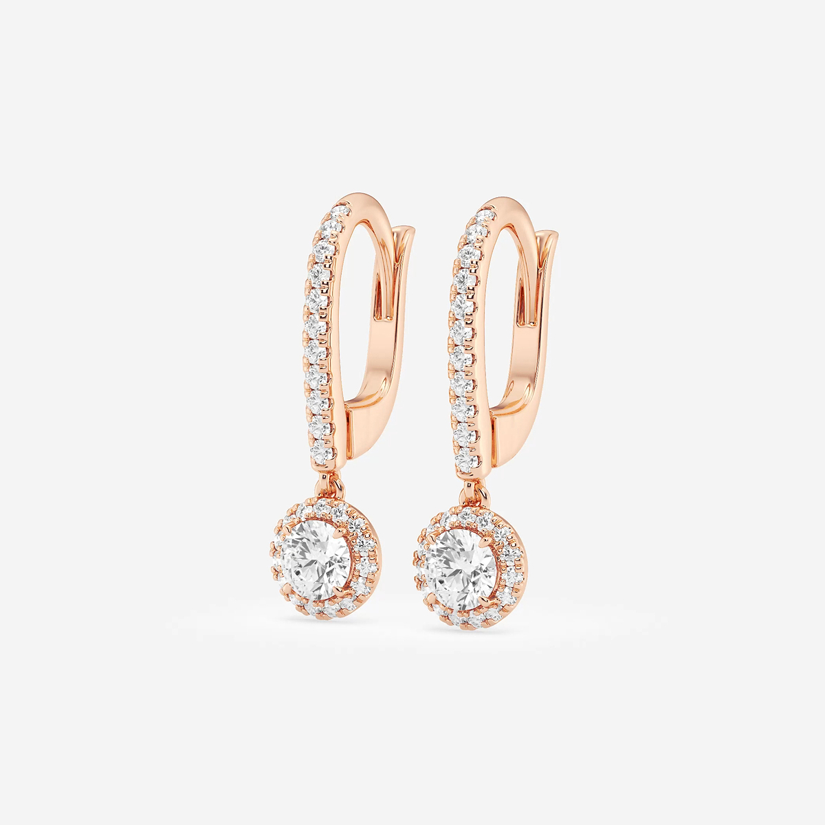 Additional Image 1 for  3/4 ctw Round Lab Grown Diamond Halo Drop Earrings